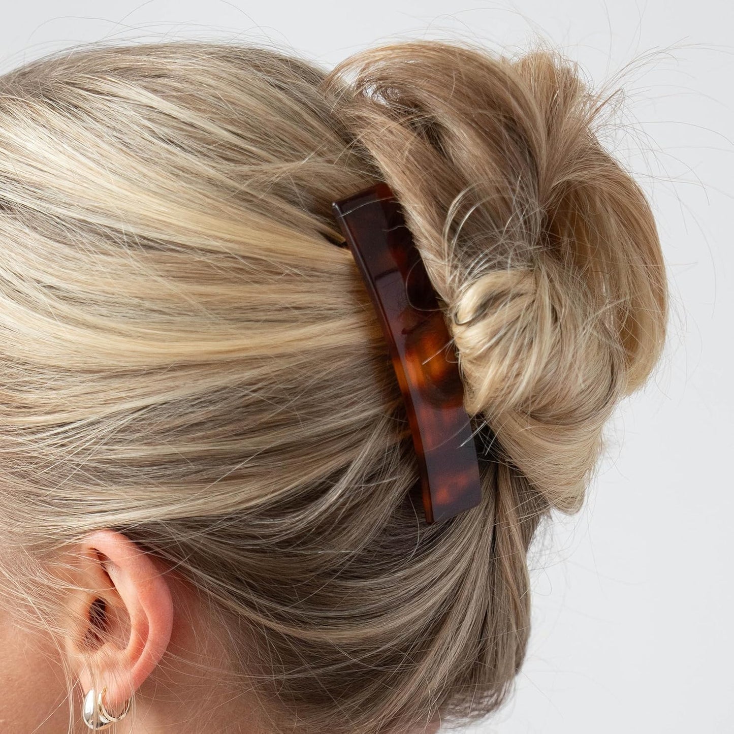 Tortoise Hair Barrette for Thin Hair - Classic Rectangle French Clip | Lightweight, Strong Hold