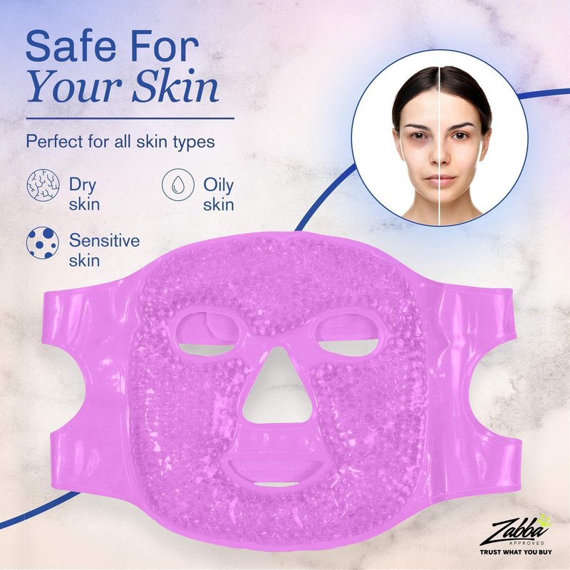 Perfecore Facial Mask Get Rid of Puffy Eyes Migraine Relief, Sleeping, Travel Therapeutic Hot Cold Compress Pack Gel Beads, Spa Therapy Wrap for Sinus Face Puffiness Headaches Gel Mask