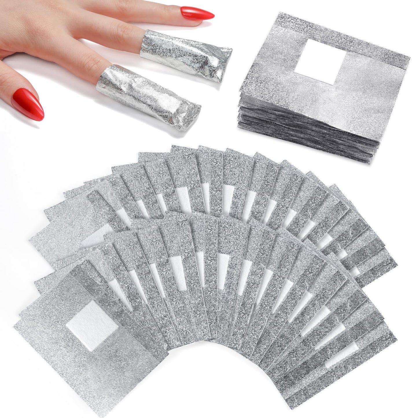 Makartt Nail Foil Wraps, 100PCS Soak Off Foils with Pre-Attached Larger Lint-Free Cotton Pads for Removing Gel Polish, Acrylic, Dip Powder, Builder Gel & Nail Glue