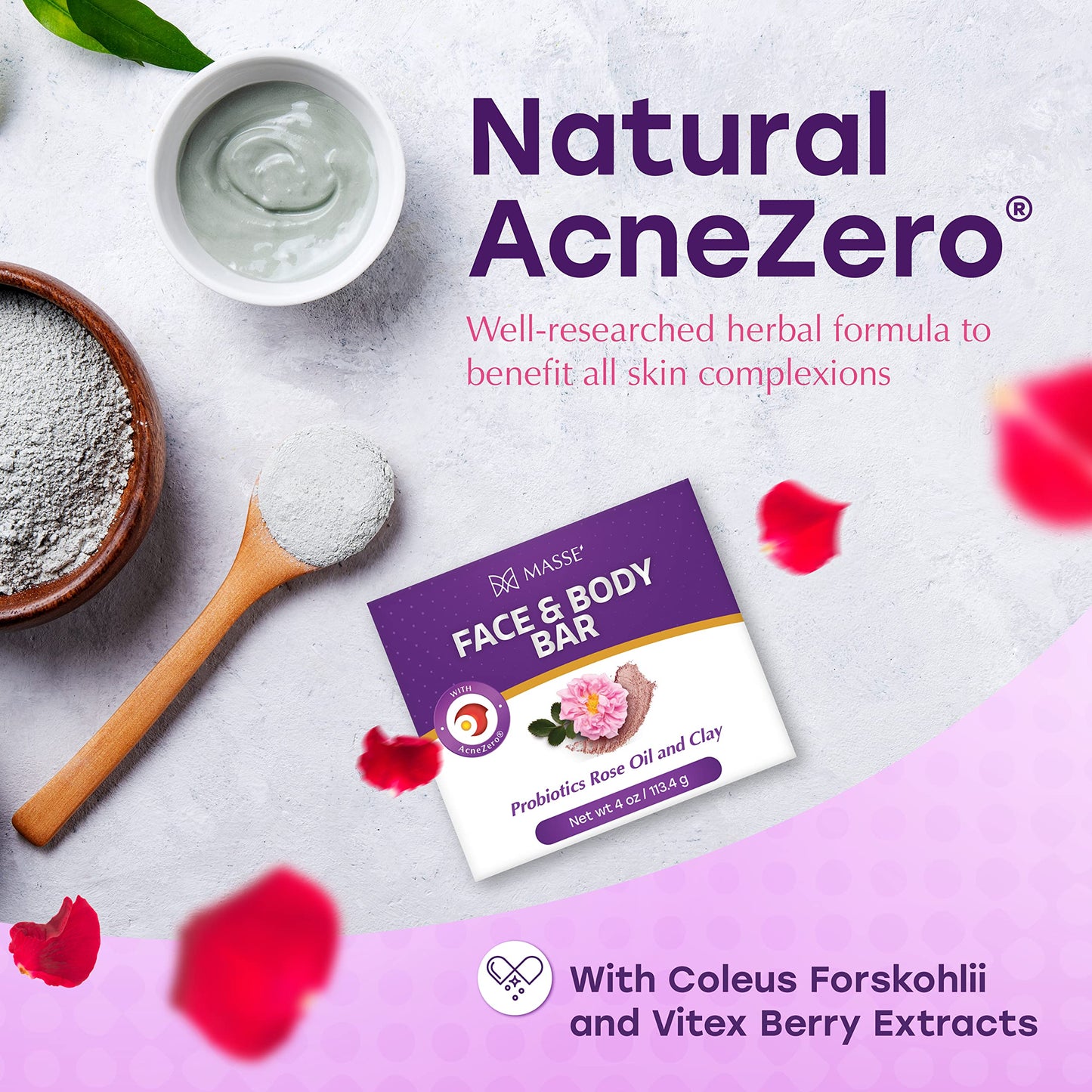 Massey’s CF 100% Natural Probiotic Soap - Lemon and Lavander Body Soap - Sensitive Skin Face Wash with AcneZero Skin Cleanser
