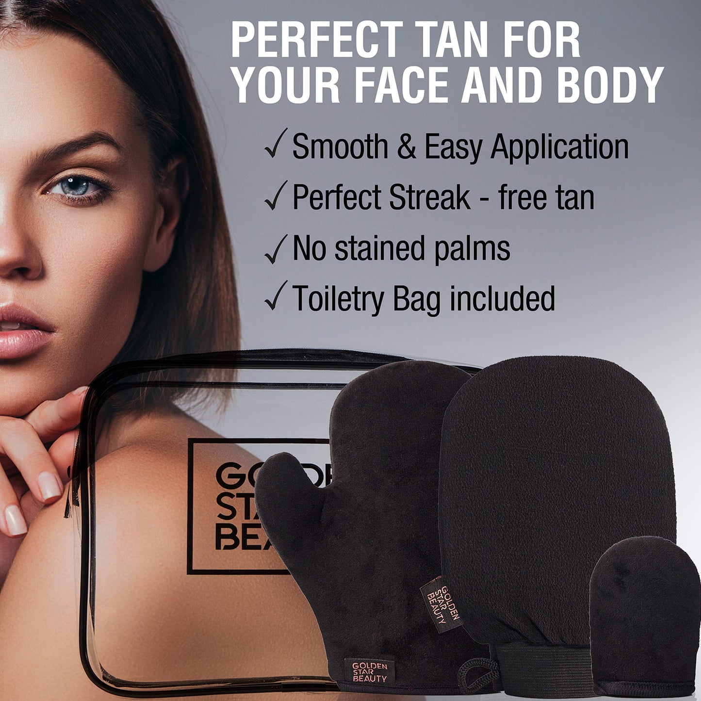 Tanning Mitt Kit – Self Tanner Mitten for Body and Face w/Exfoliation Mitt – Sunless Tanning Mitt Applicator - Double Sided, Washable, Ultra Soft Tanning Gloves for Tan with No Streaks
