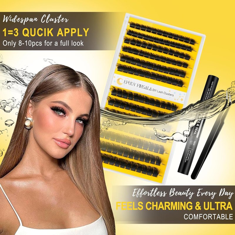 Fluffy Lash Clusters - 200D D Curl Mink Volume Extensions | 10-18mm Soft & Comfortable 3D Layered Kit
