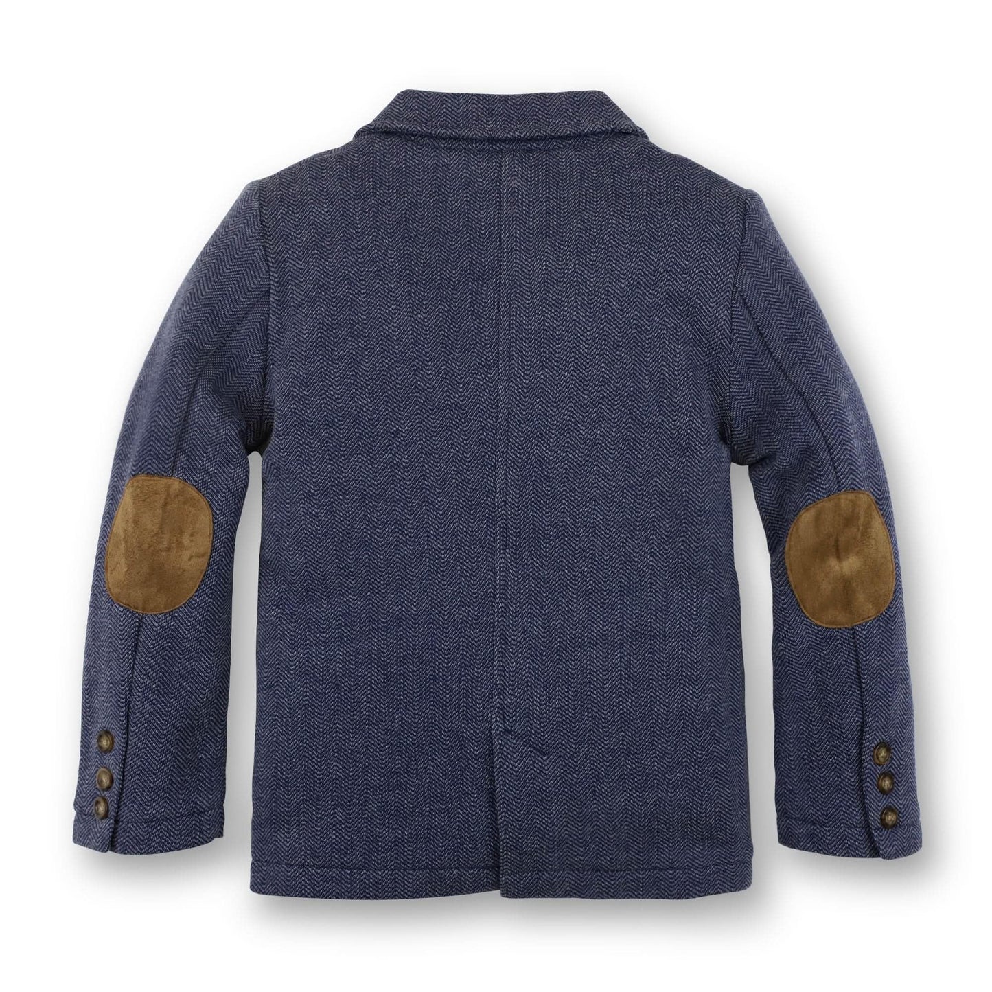 Hope & Henry Baby Boys' Fleece Suit Blazer Made with Organic Cotton, 18-24 Months, Navy Herringbone
