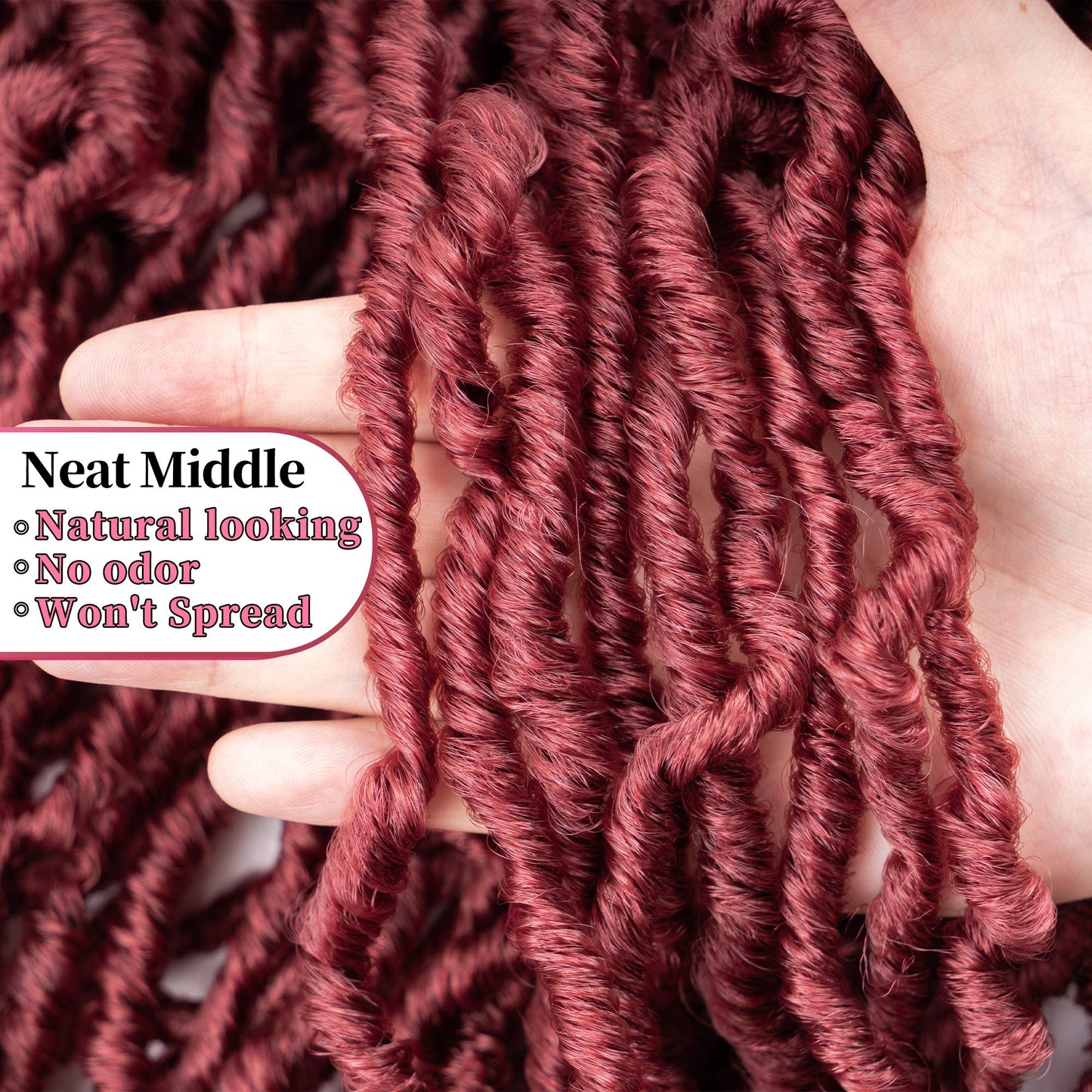 36 Inch Burgundy Soft Faux Locs Crochet Braids Hair Extensions