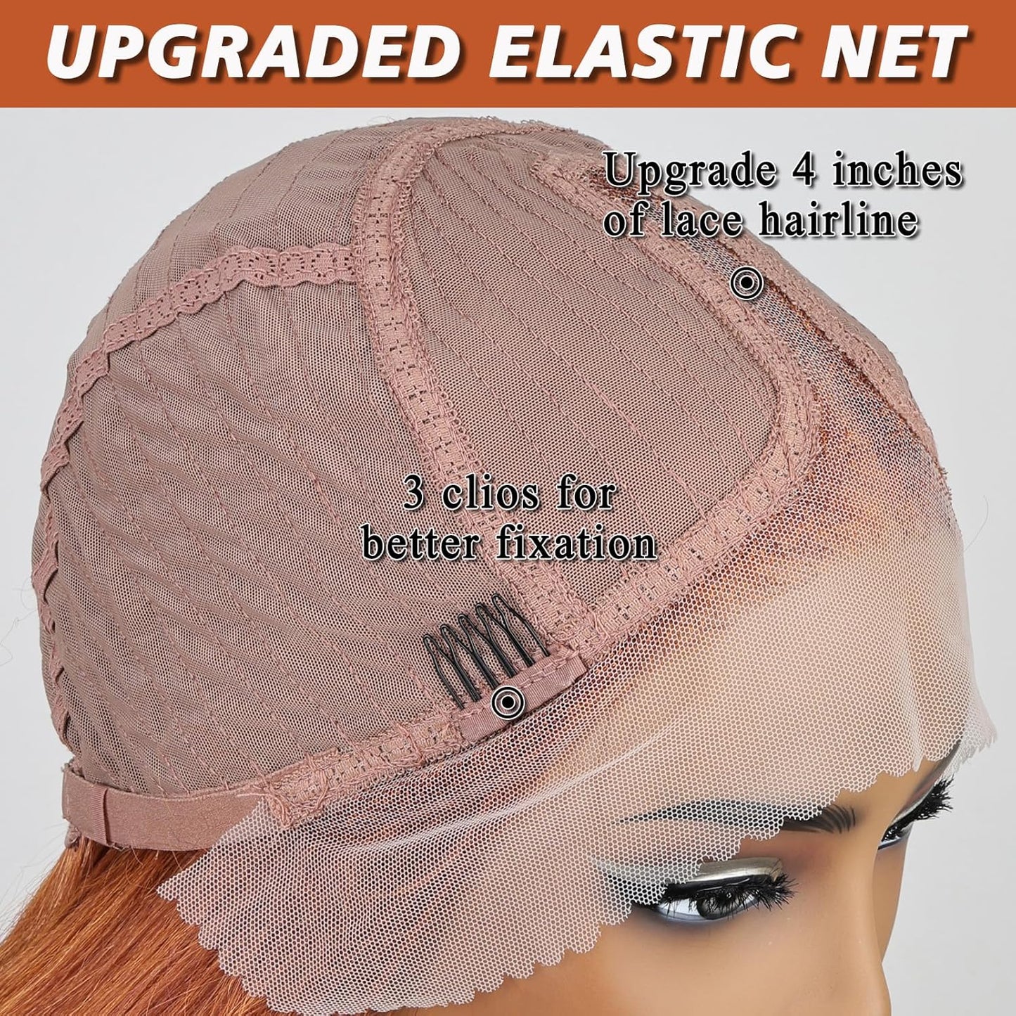 X-TRESS Ginger Orange 26" Straight Lace Front Wig - Synthetic, Pre-Plucked, Glueless for Women