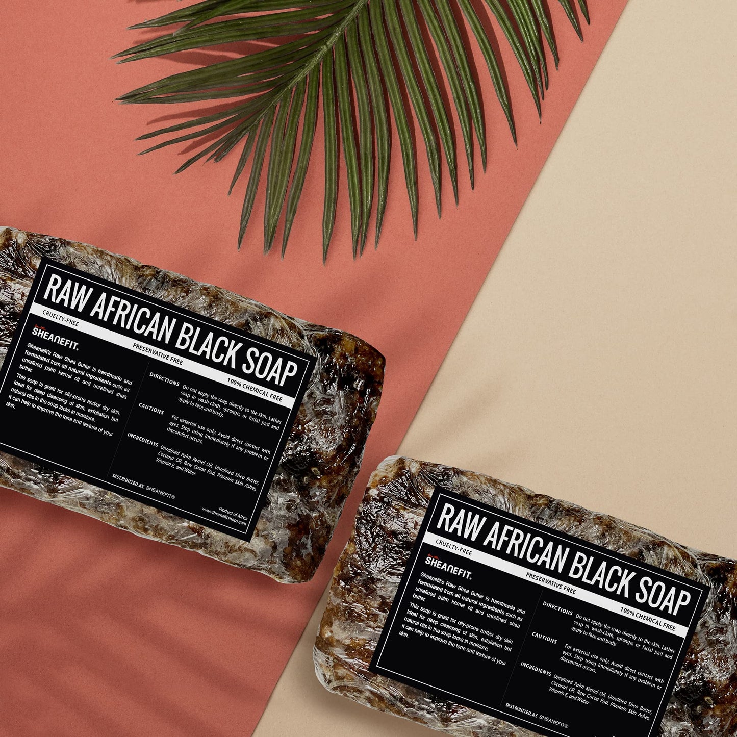 Sheanefit Raw African Black Soap Bar - For All Skin Types - Face, Body, Hair Soap Bulk Bars (15 Ounce (Pack of 5))