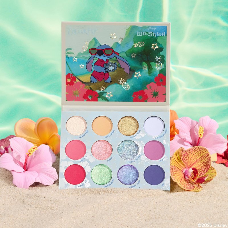 ColourPop x Stitch Beach Dreamin’ Eyeshadow Palette - Limited Edition 12-Shade Matte, Metallic & Pearlescent Glitter Eyeshadow Palette - High-Pigment Eye Makeup with a Long-Wearing Formula (0.48 oz)