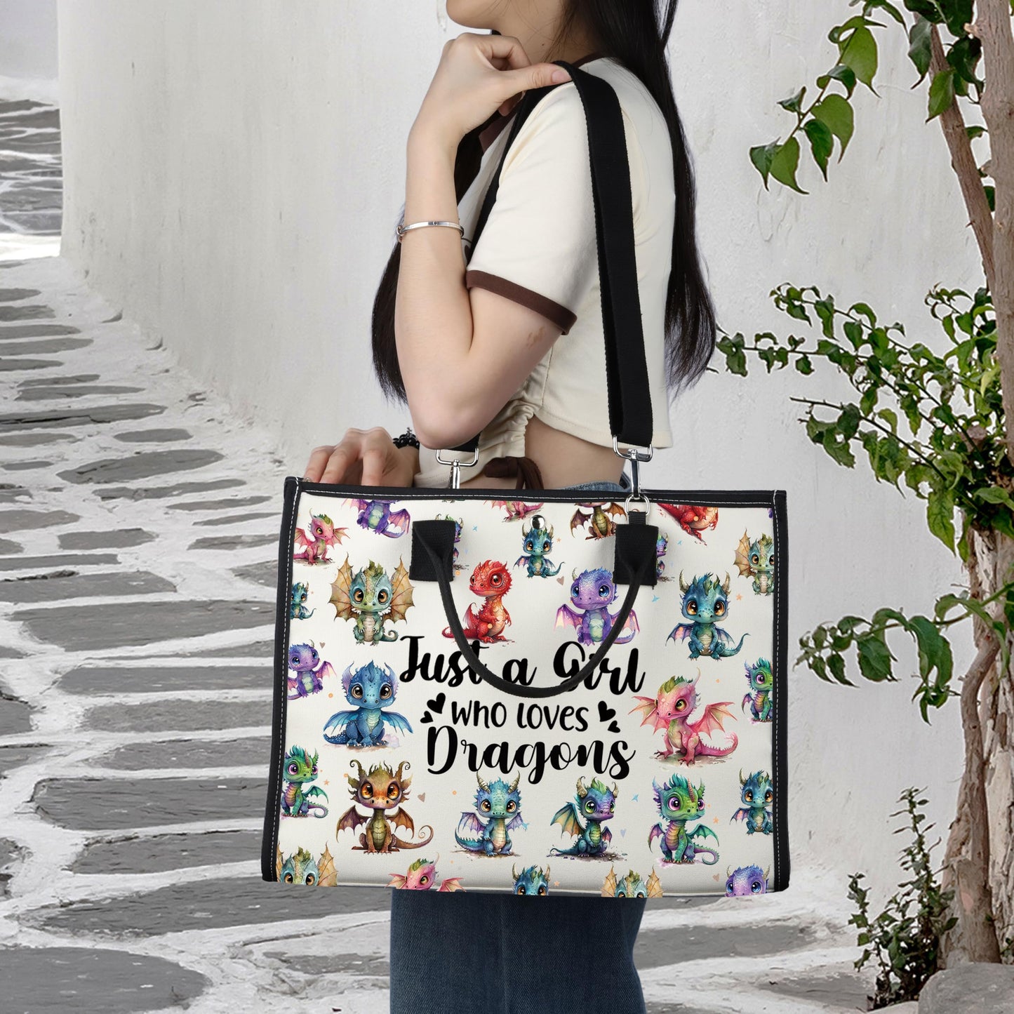 LEVLO Funny Dragon Cosmetic Make up Bag Animal Lover Gifts Just A Girl Who Loves Dragons Makeup Zipper Pouch Bag Dragons Lover Gift (Loves Dragons Bag) (Dragons New LT)