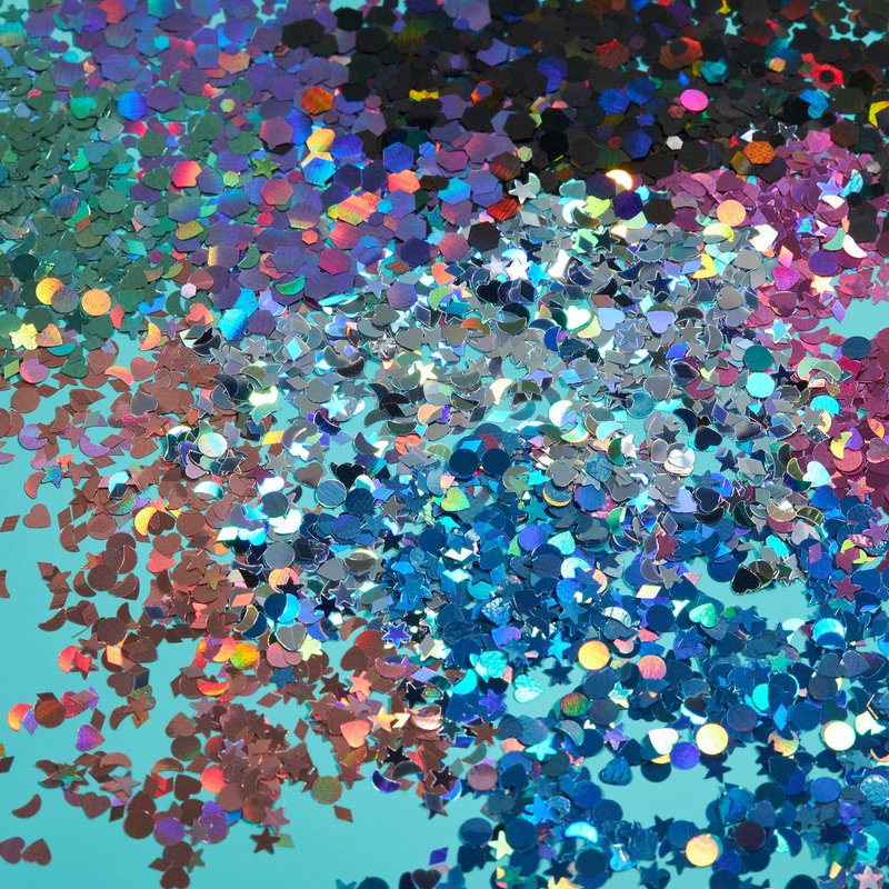Moon Glitter Holographic Glitter Shapes 100% Cosmetic Glitter for Face, Body, Nails, Hair and Lips - 0.10oz - Silver
