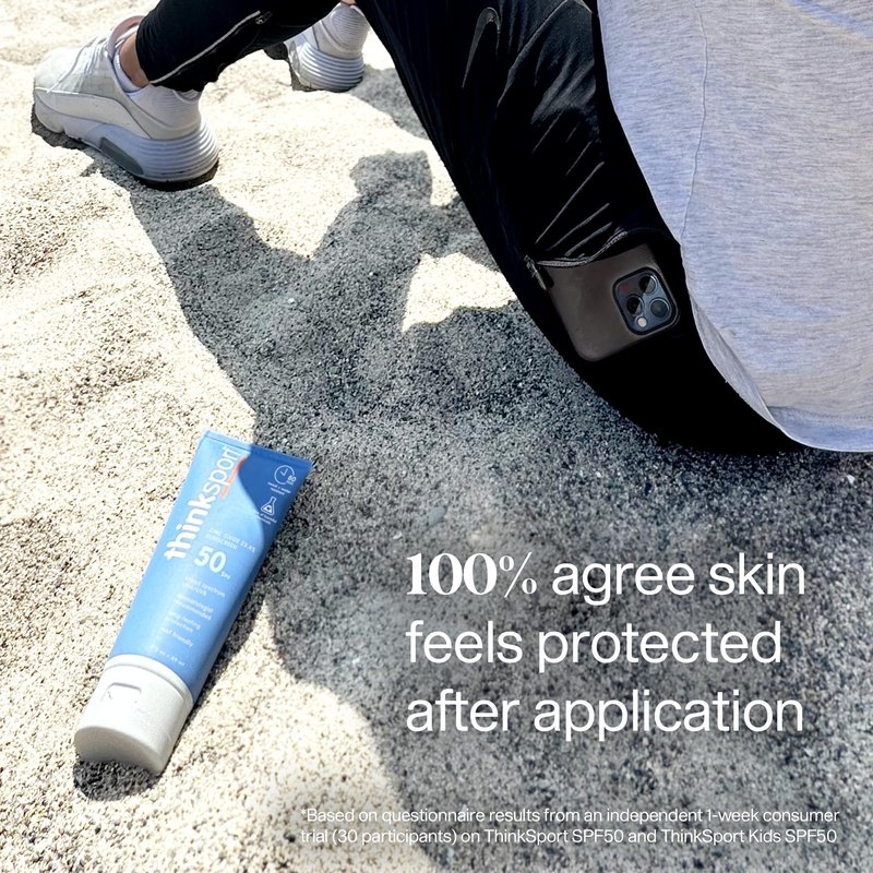Thinksport SPF 50 Mineral Sunscreen – Safe, Natural Sunscreen for Sports & Active Use - Water Resistant Sun Cream –UVA/UVB Sun Protection – Vegan, Reef Friendly Sun Lotion, 3 Fl Oz (Pack of 1)