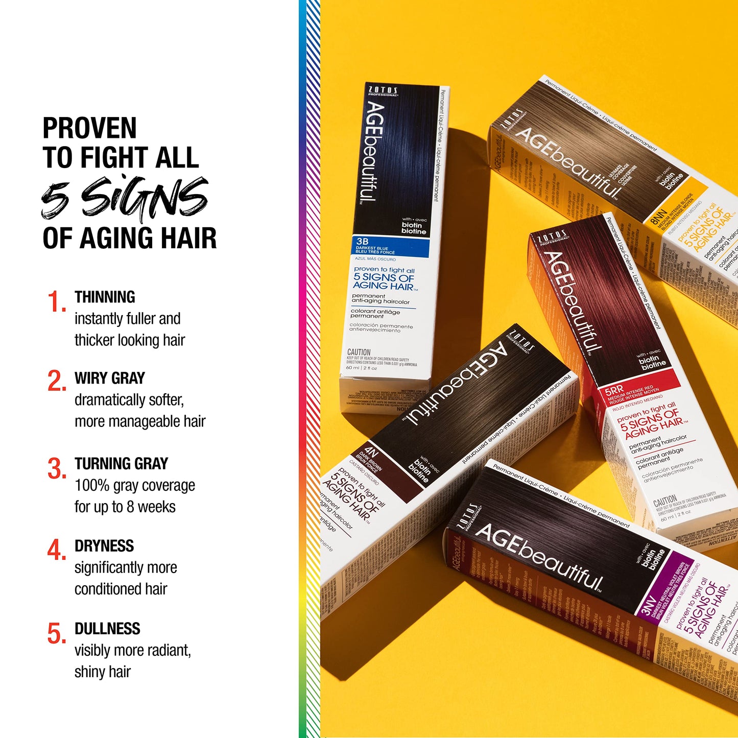 AGE beautiful Permanent Hair Dye 3NV Darkest Neutral Violet Brown - Cool Darkest Brown Hair Color Cream with 100% Gray Coverage, Anti-Aging Biotin Formula for Thicker, Fuller Hair, Salon Quality