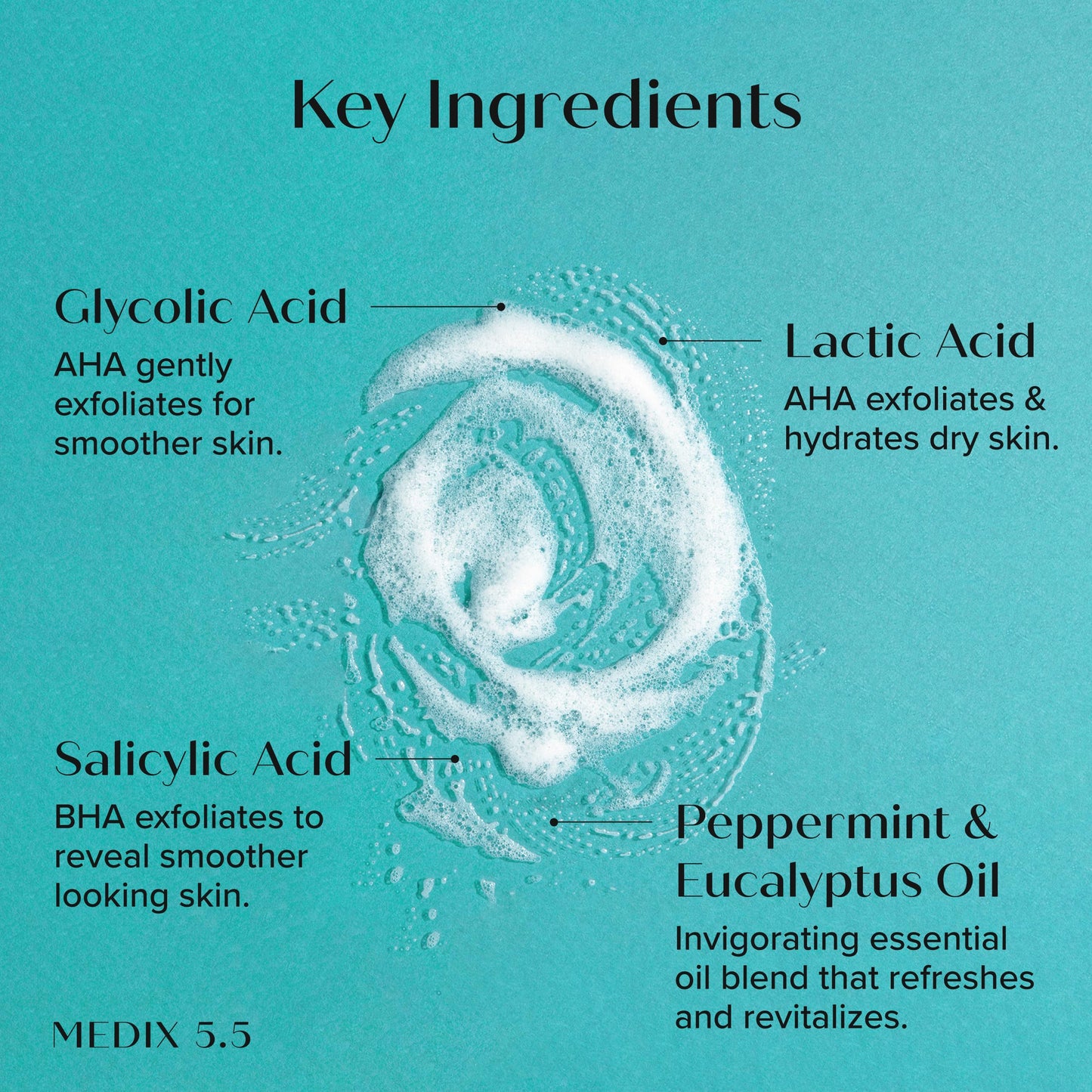 MEDIX 5.5 Exfoliating AHA Glycolic Acid Face & Body Wash Cleanser + Collagen Moisturizing Body Cream Lotion Skin Care 2PC Set | Alpha Hydroxy Acid & Lactic Acid Foaming Body Wash & Face Wash, 2-PC
