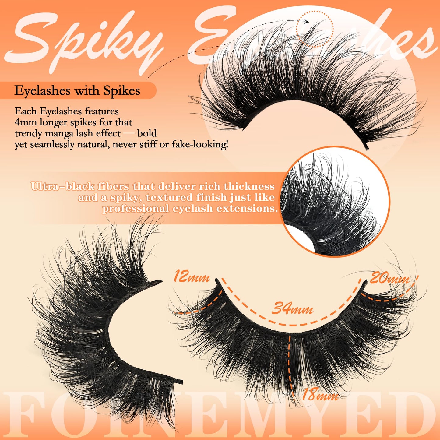 Faux Mink Lashes Manga Look Spiky Strip Lashes Volume False Eyelashes 14 Pairs Dramatic Eyelashes 20mm Long Lash D-Curly Strips Lashes Pack