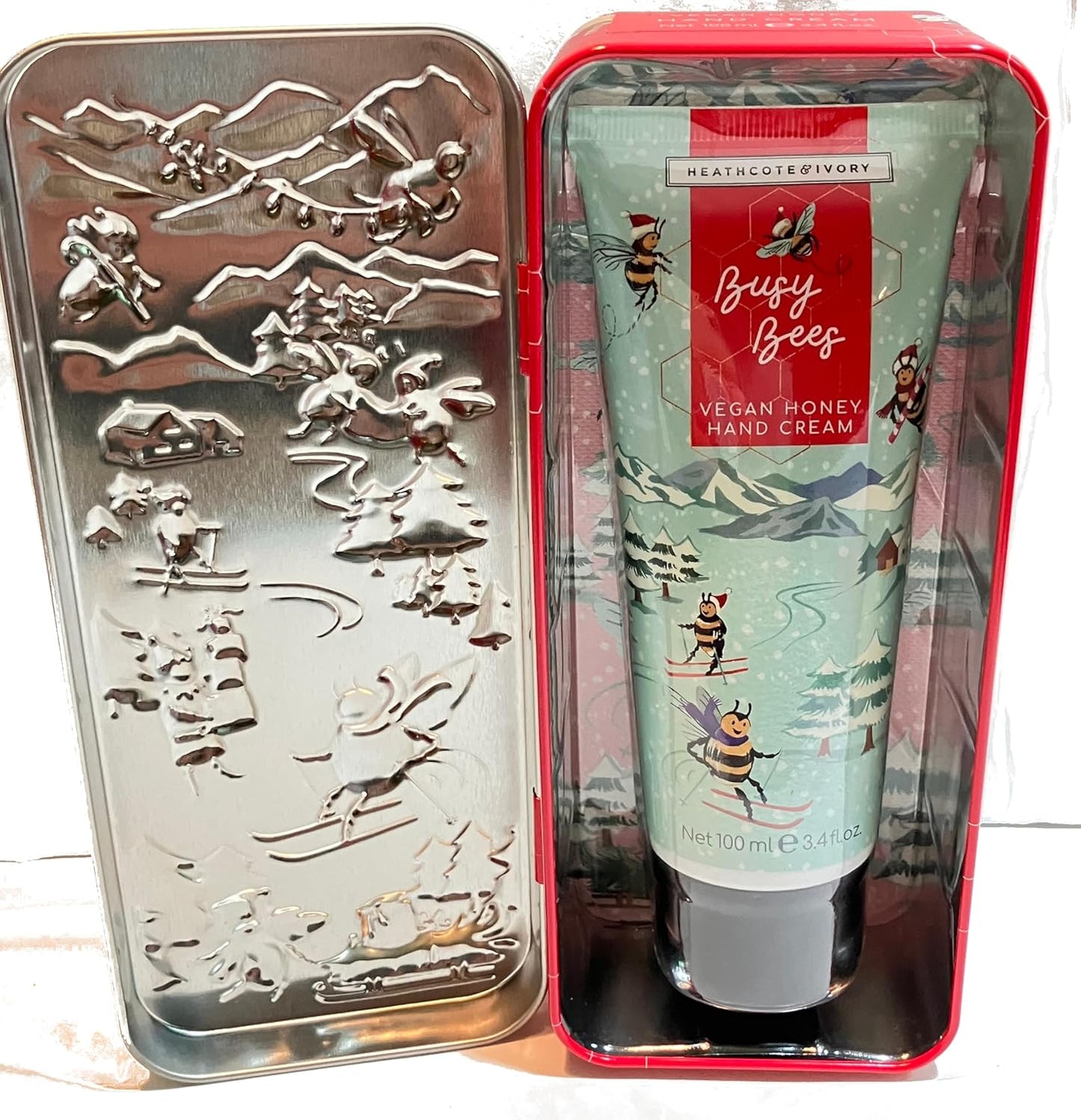 Vegan Honey Hand Cream Tin - Heathcote & Ivory Busy Bees 3.4oz for Skiing & Dry Skin