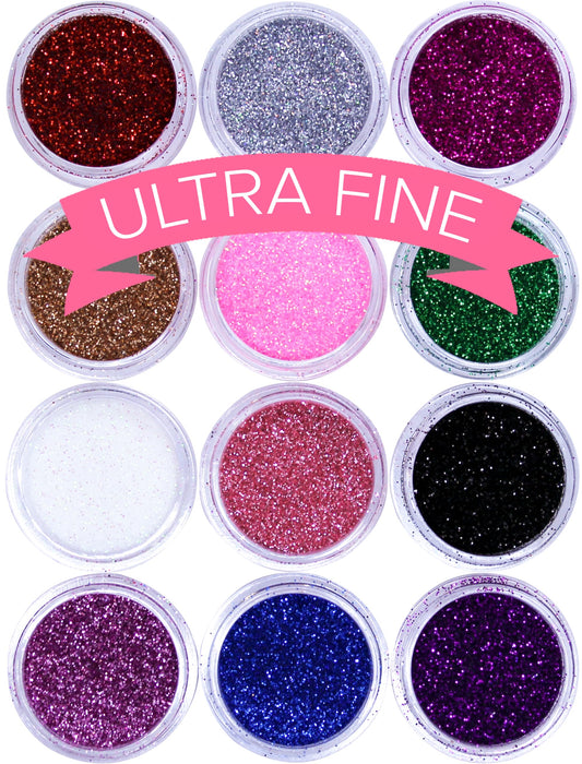 Ultra FINE Glitter for Gel Nail Art Pots Set - NYK1 DUST Powder, Face Paint Makeup, Hair, Nail Polish Craft, Festival Party Colors