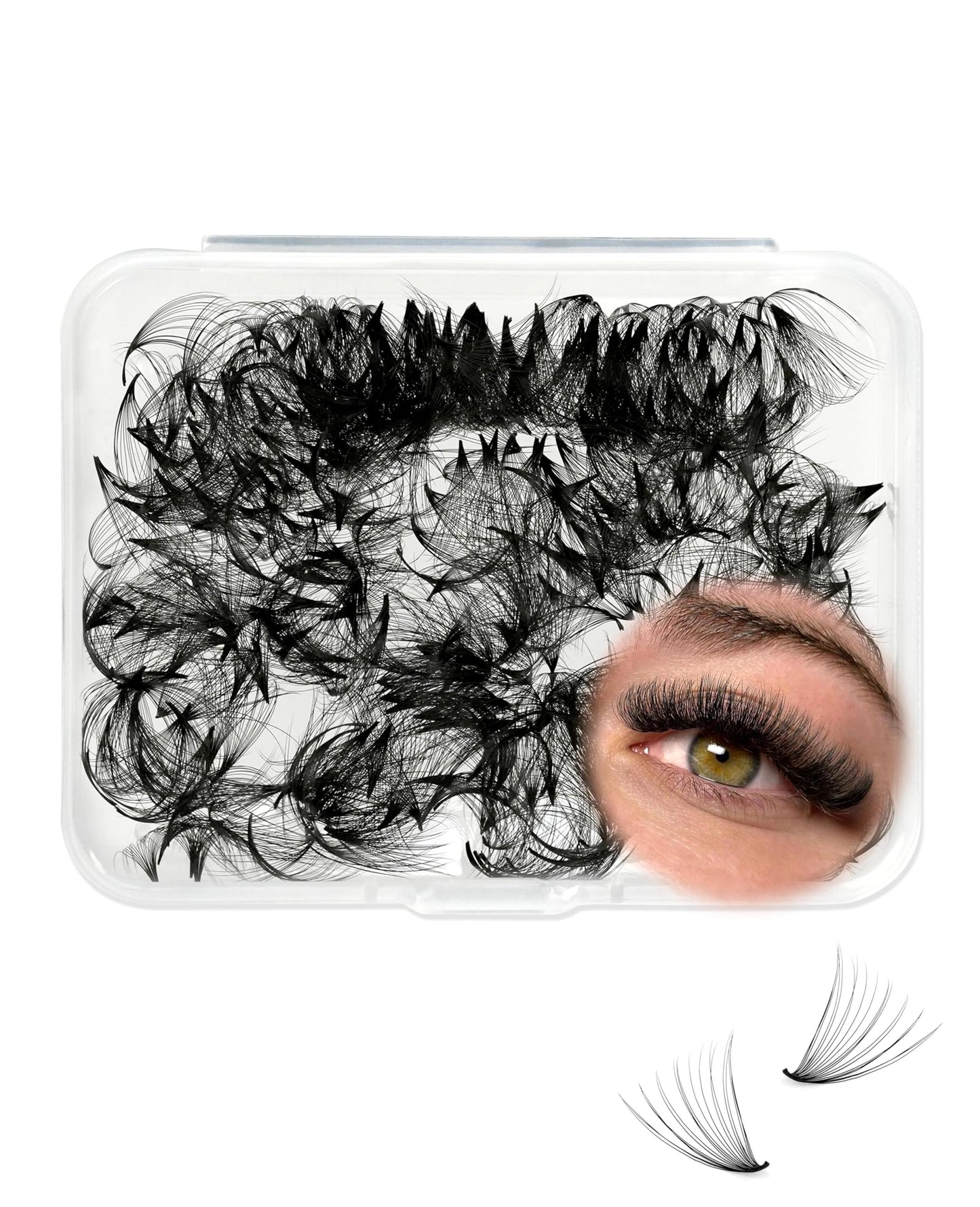 Premade Fans Eyelash Extensions 600 pcs Pointy Thin Base Promade Loose Fans Stable D Curl 8-15mm Mix Lengths Pre Made Volume Lashes with Reusable Silicone Pad by EMEDA (6D 0.07 D 8-15mm)