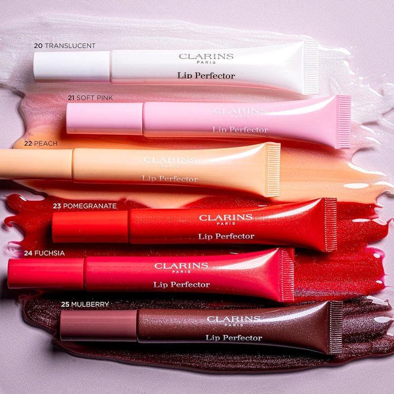 Clarins Lip Perfector - Peptide Plumping Hydrating Lip Gloss | Non-Sticky Shine & Sheer Shimmer Finish | 0.35 Ounces