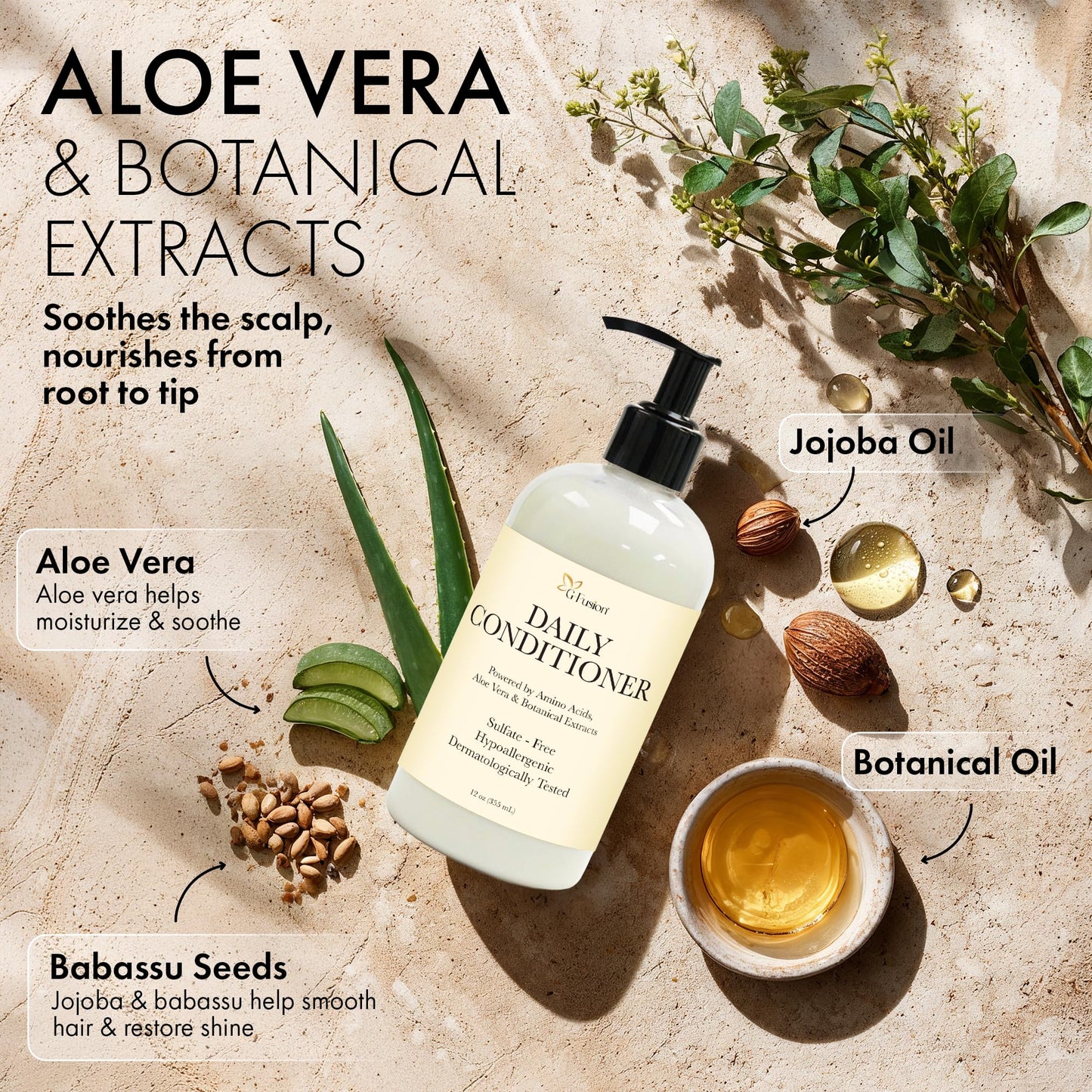 All Natural Daily Conditioner – Sulfate-Free Moisturizing Hair Conditioner with Amino Acids, Aloe Vera & Botanical Extracts – Lightweight Clean Beauty Formula for Smooth, Healthy Hair