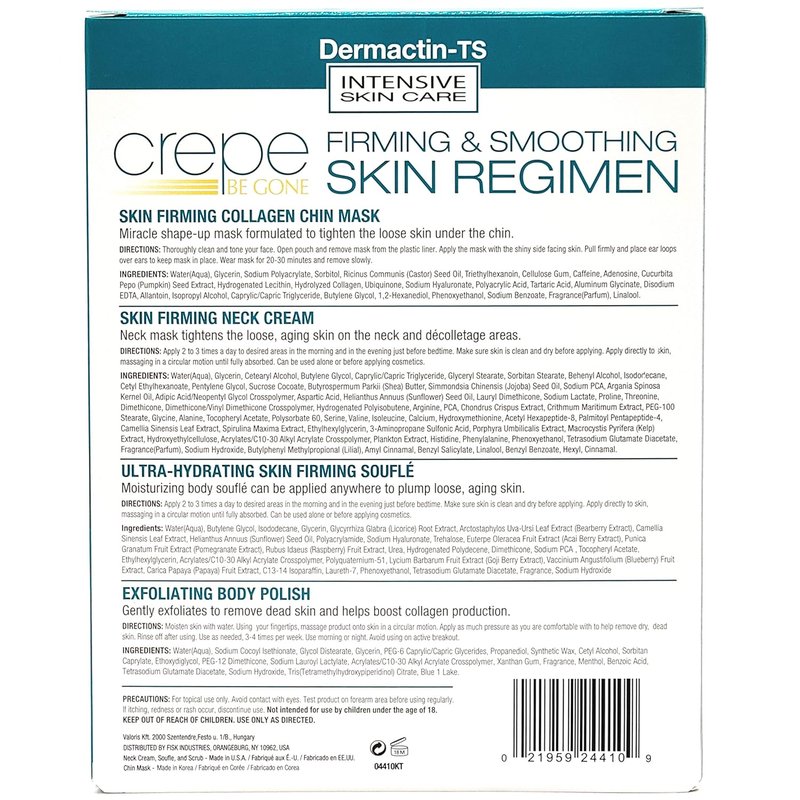 Dermactin | Crepe Be Gone Firming Skin Regimen 4-Piece Set - Neck Cream, Soufflé, Polish & Chin Mask