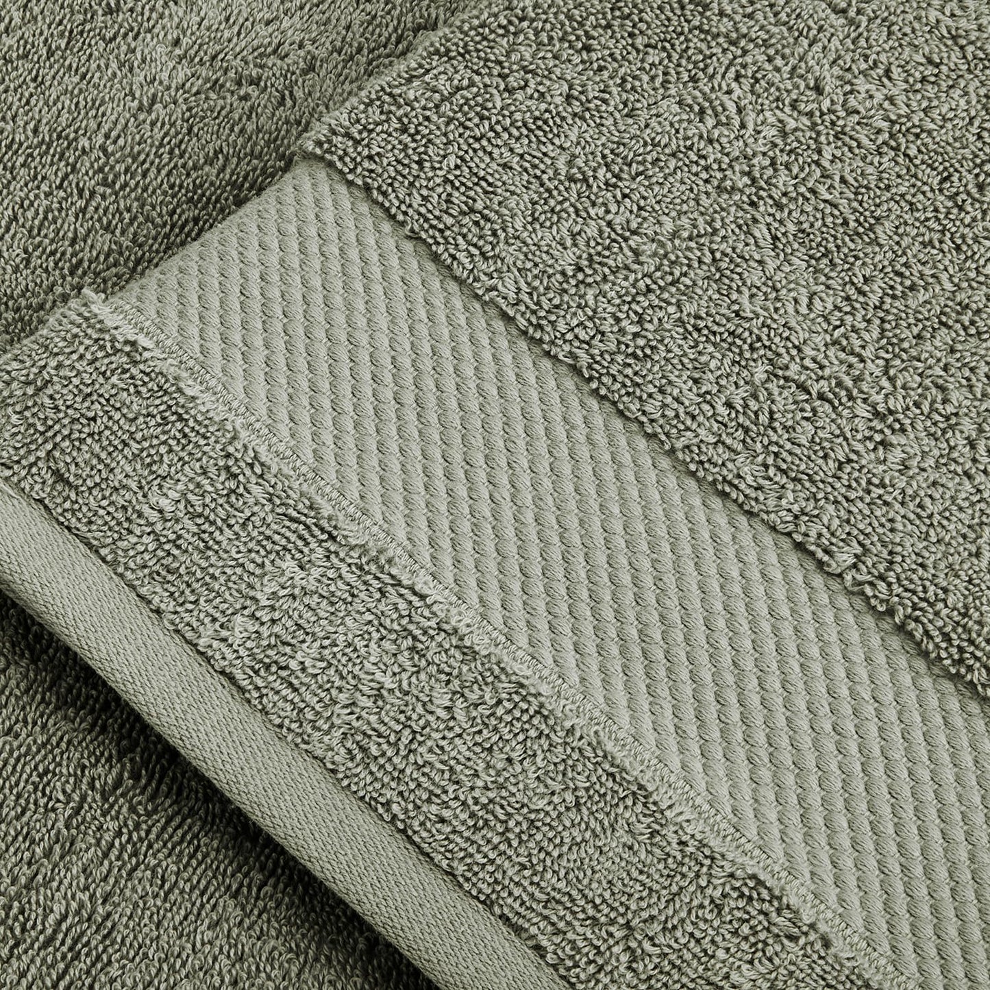 BIOWEAVES 100% Organic Cotton 700 GSM Plush Premium Washcloths 13" x 13" GOTS Certified, Face Towels Perfect for Home & Bathroom - Sage, Pack of 12