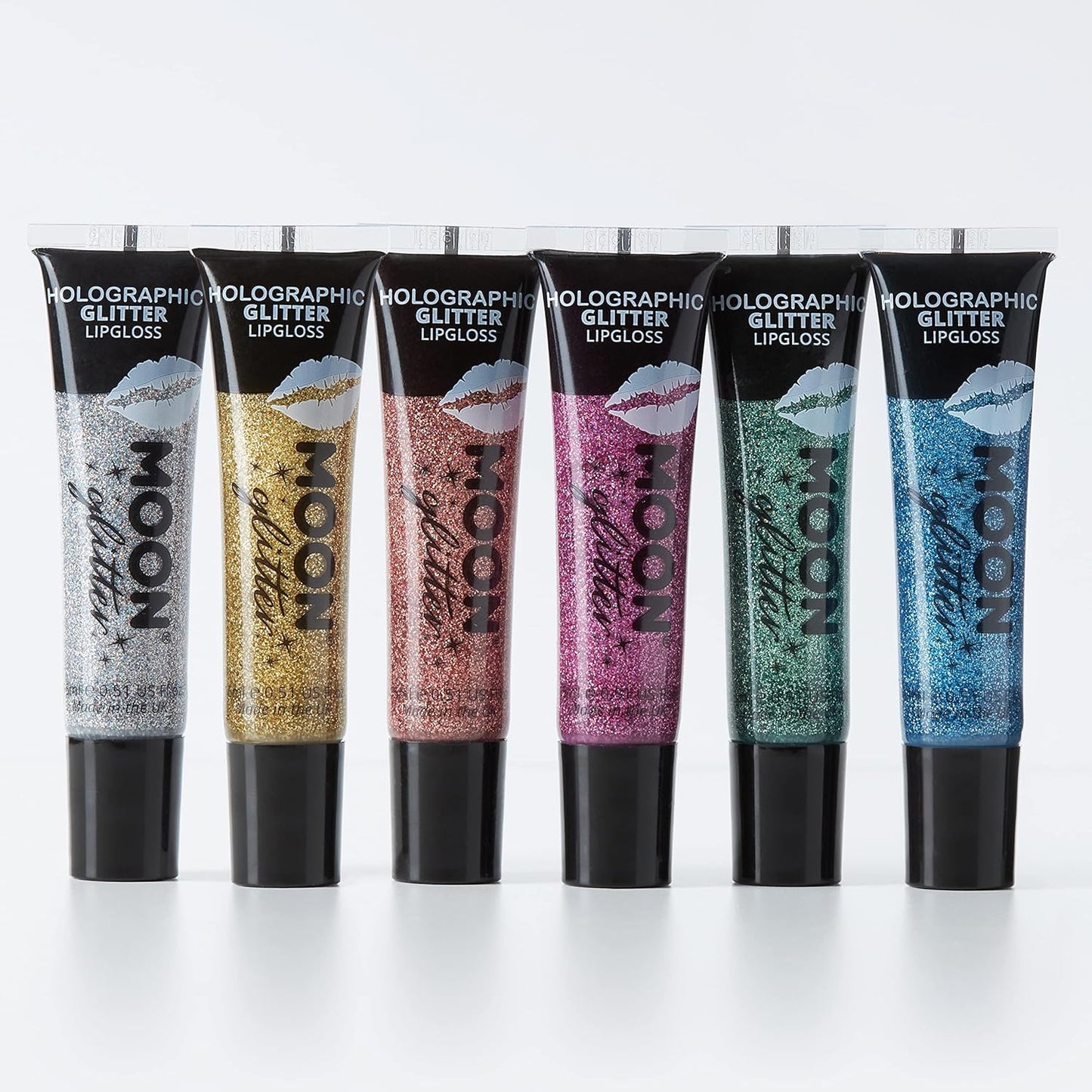 Holographic Glitter Lip Gloss - Moon Glitter Set of 6 | 0.50 Fl Oz Each