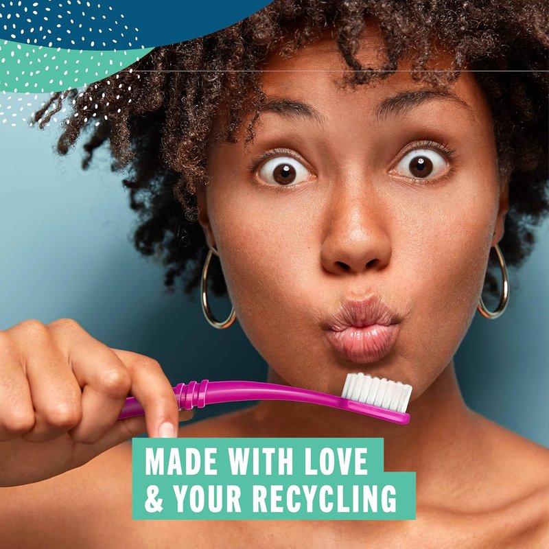 Eco-Friendly Adult Toothbrushes - Ultra Soft Bristles | Recycled Plastic, 6 Count, Made in USA