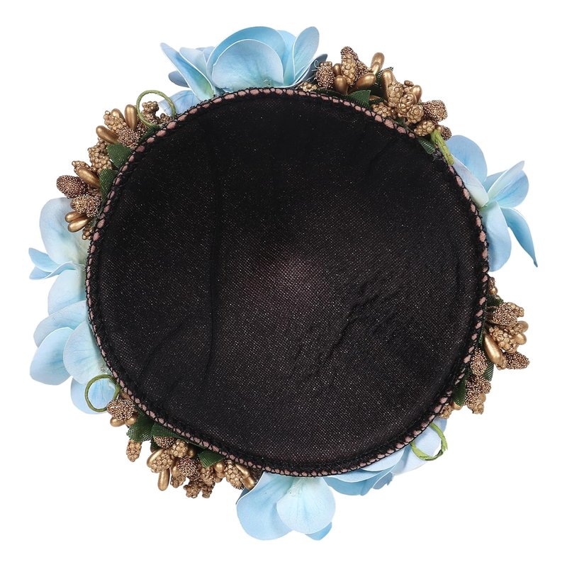 Floral Hair Bun Accessory - Lavender Flowers with Gold Accents | Elegant Blue Design