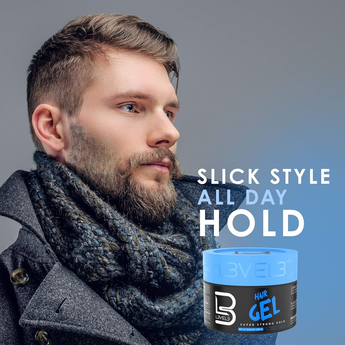 Level 3 Hair Gel - Super Strong Hold & Flake-Free Formula - Long-Lasting Shine | 500ml Bundle of 3 for Men & Women