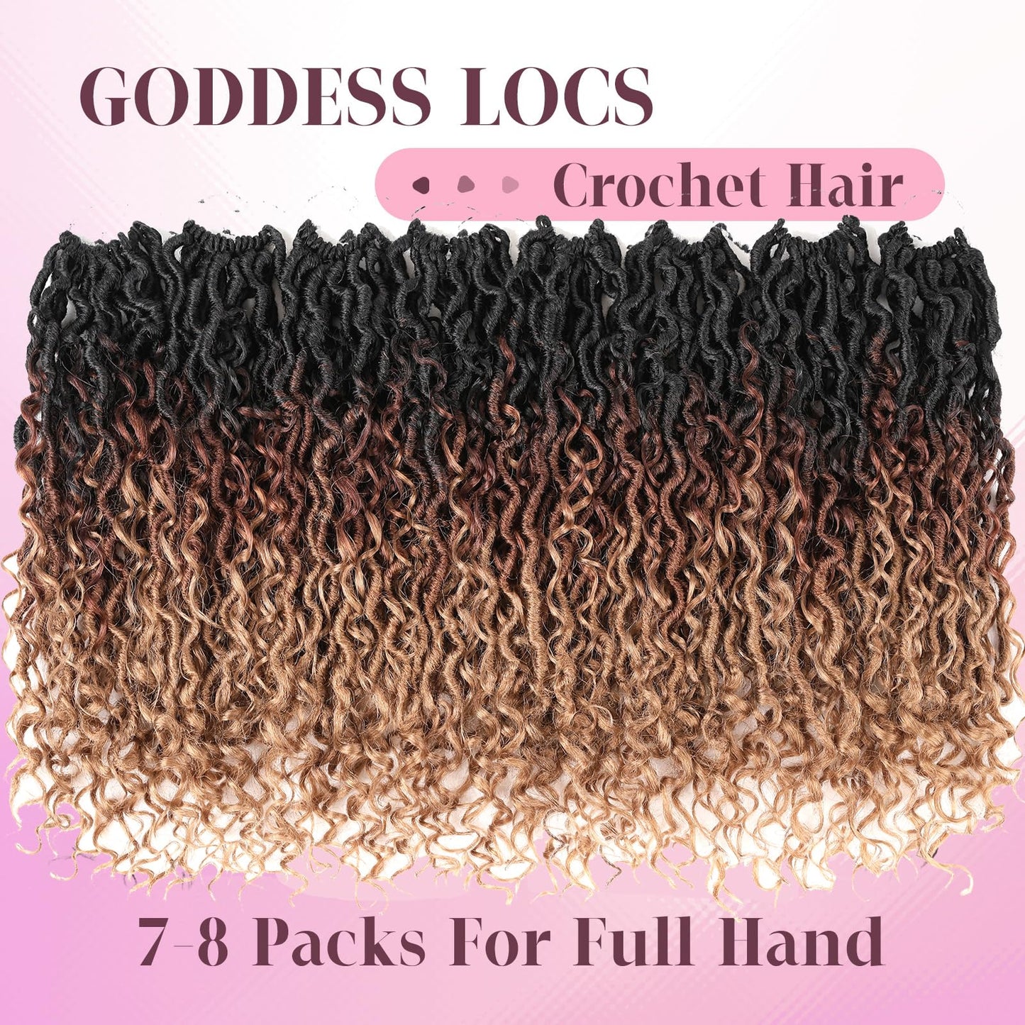 Aipin New Goddess Locs Crochet Hair 18 Inch Boho River Locs Hippile Wavy Crochet With Curly Hair In Middle And Ends Braids Hair Extensions (8 Packs,18 inch, OM3T3027)