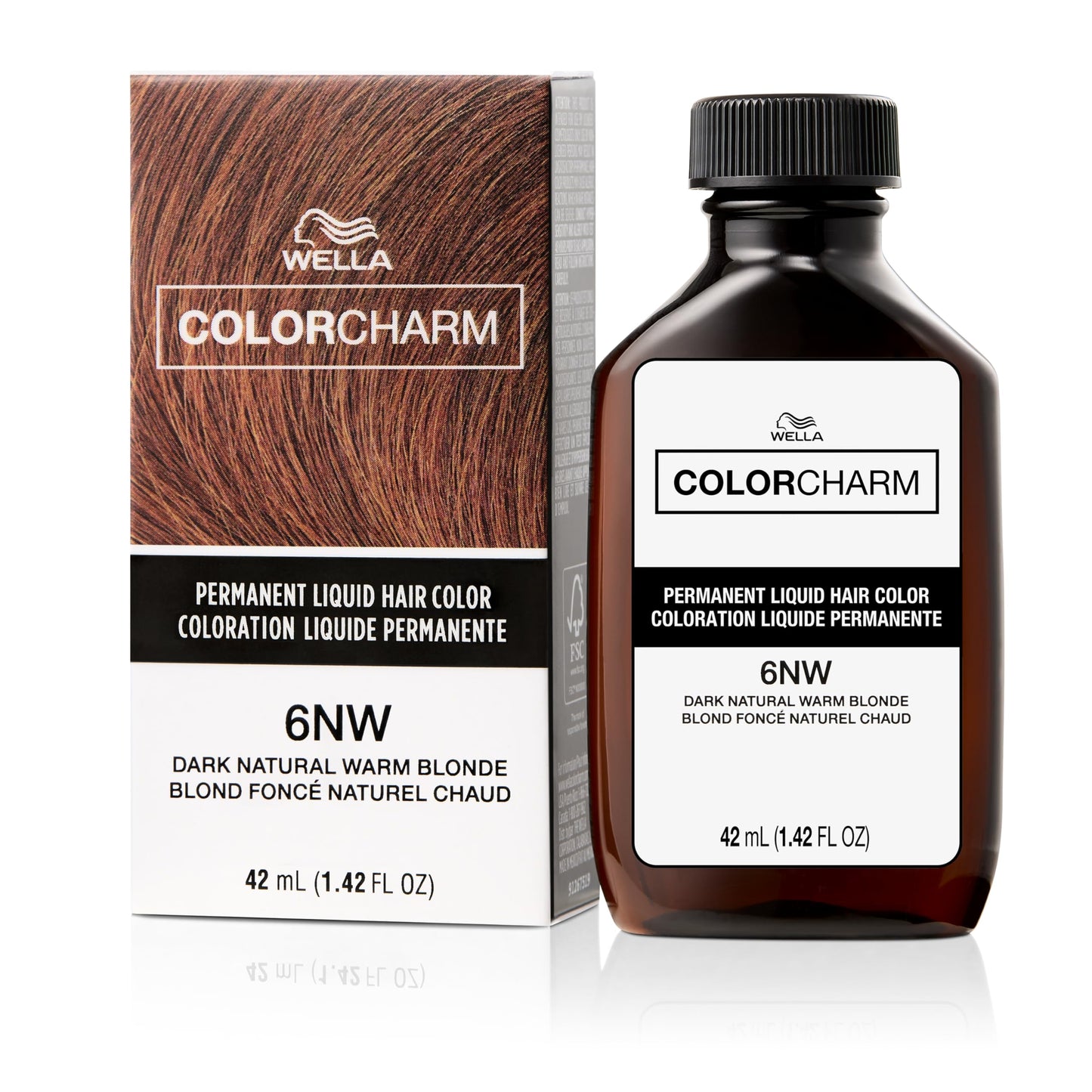 COLORCHARM Permanent Liquid Hair Color | 6NW Dark Natural Warm Blonde | Up to 100% Gray Coverage | 1.42 Fl Oz