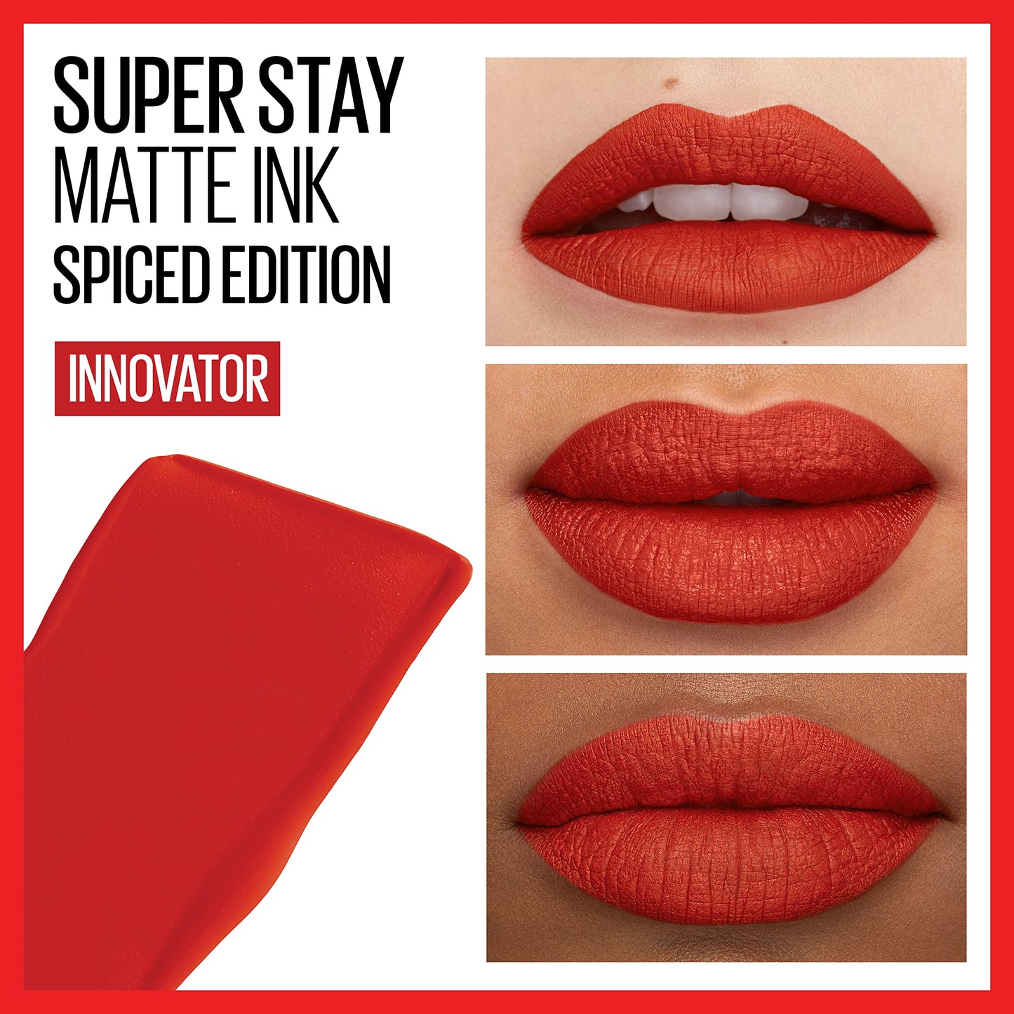 MAYBELLINE Super Stay Matte Ink Liquid Lipstick Makeup Long Lasting High Impact Color Up to 16H Wear Shot Caller Bright Pinky Red & Innovator Cardinal Red