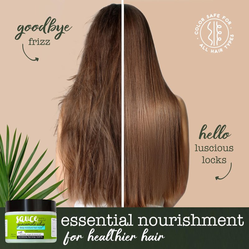 SAUCE Deep Conditioning Hair Mask for Dry Damaged Hair, Guacamole Whip (12 Fl Oz) Frizz Control with Avocado, Jarrah Honey, Monoi & Argan Oil