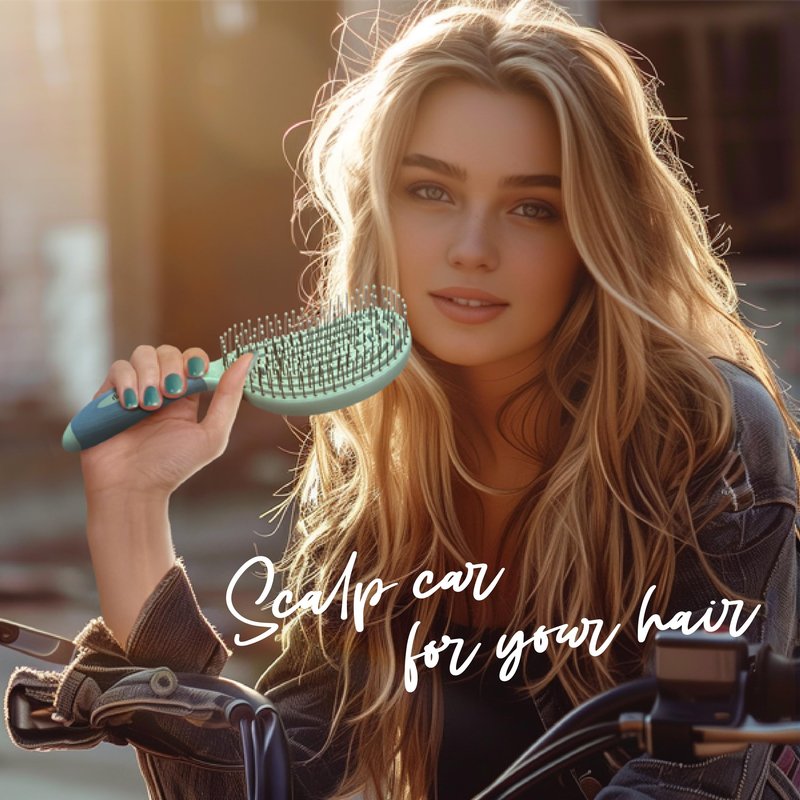 NuWay C Brush Scalp Care Detangling Hair Brush – Gentle Scalp Massage & Easy Detangling for Wet or Dry Hair, Everyday Hairbrush for Healthy Looking Hair (Turquoise)
