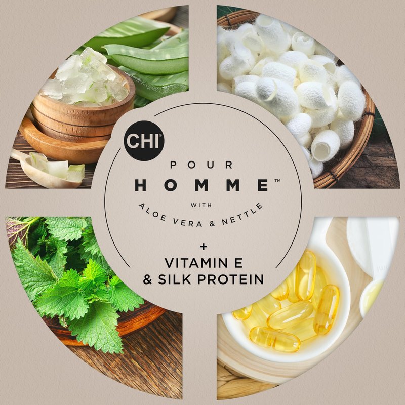 CHI Pour Homme Daily Moisturizing Conditioner for Men, Sulfate-Free Hair Detangler with Aloe Vera, Nettle & Redensyl for Hydrated, Fuller-Looking, Smooth & Manageable Hair, Fresh Woody Scent, 25 oz
