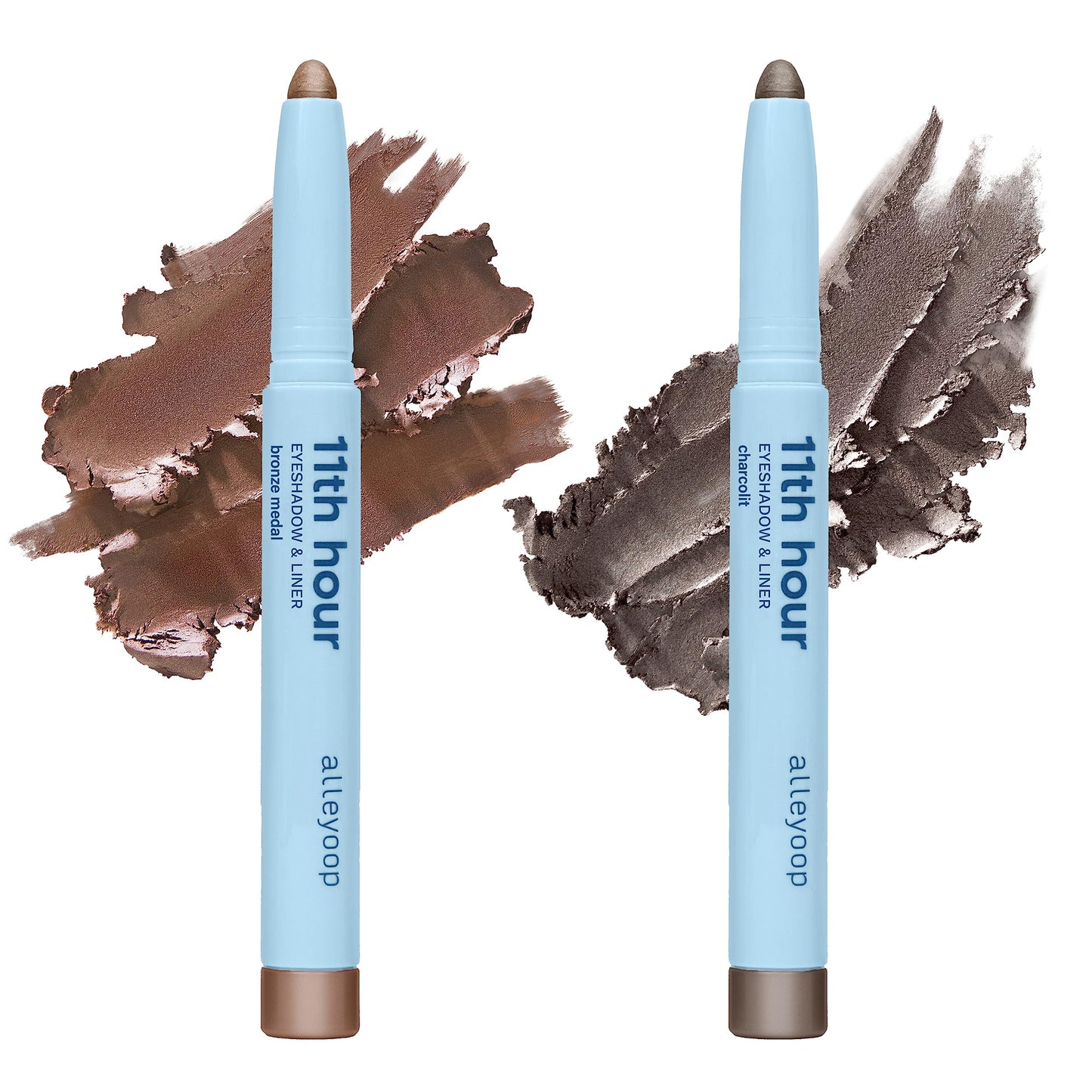 ALLEYOOP 11th Hour Cream Eyeshadow & Liner Stick Bundle – Bronze Medal (Shimmer) & Charcolit (Shimmer) -Waterproof, Smudge-Proof, Crease-Proof Eyeshadow for Over 11 Hours