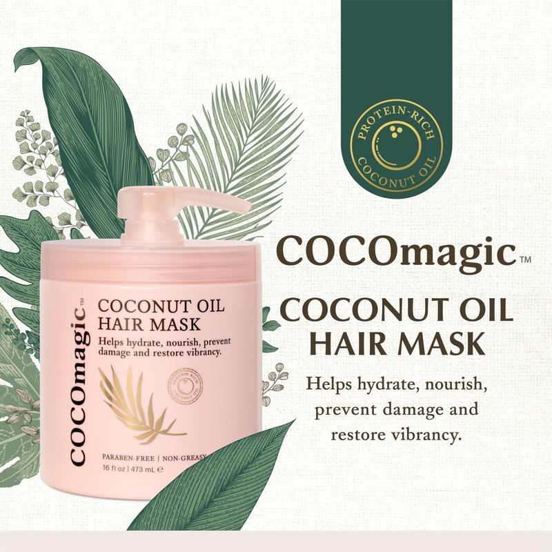 Cocomagic Coconut Oil Hair Mask - Repairs Damage, Prevents Frizz, Restores & Adds Shine | Protein Rich & Extra Hydrating | Paraben Free (16 Fl Oz, 2 Pack)