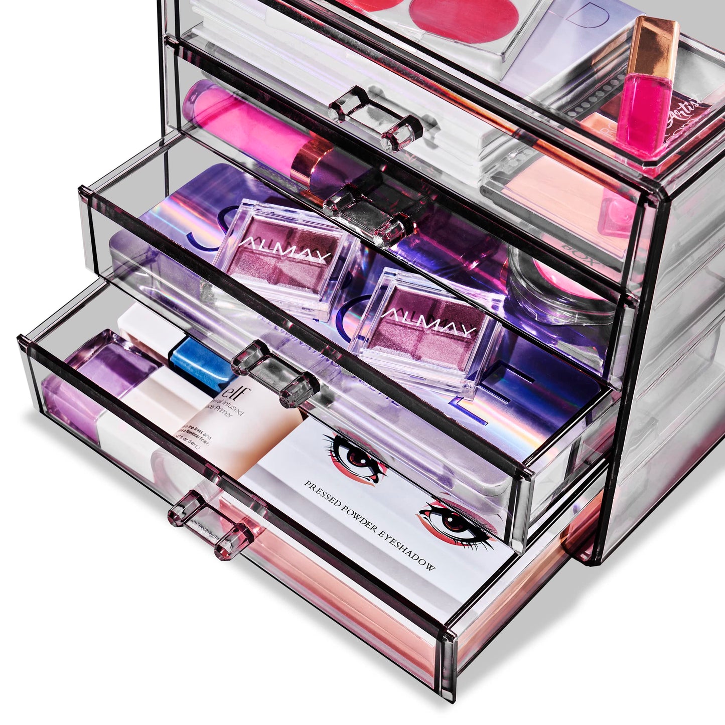 Sorbus Makeup Organizer - 4 Drawer Acrylic Make Up Organizers and Storage for Cosmetics, Jewelry, Beauty Supplies, Clear Makeup Organizer for Vanity, Girl's Room, College Dorm, Counter, Bathroom Sinks