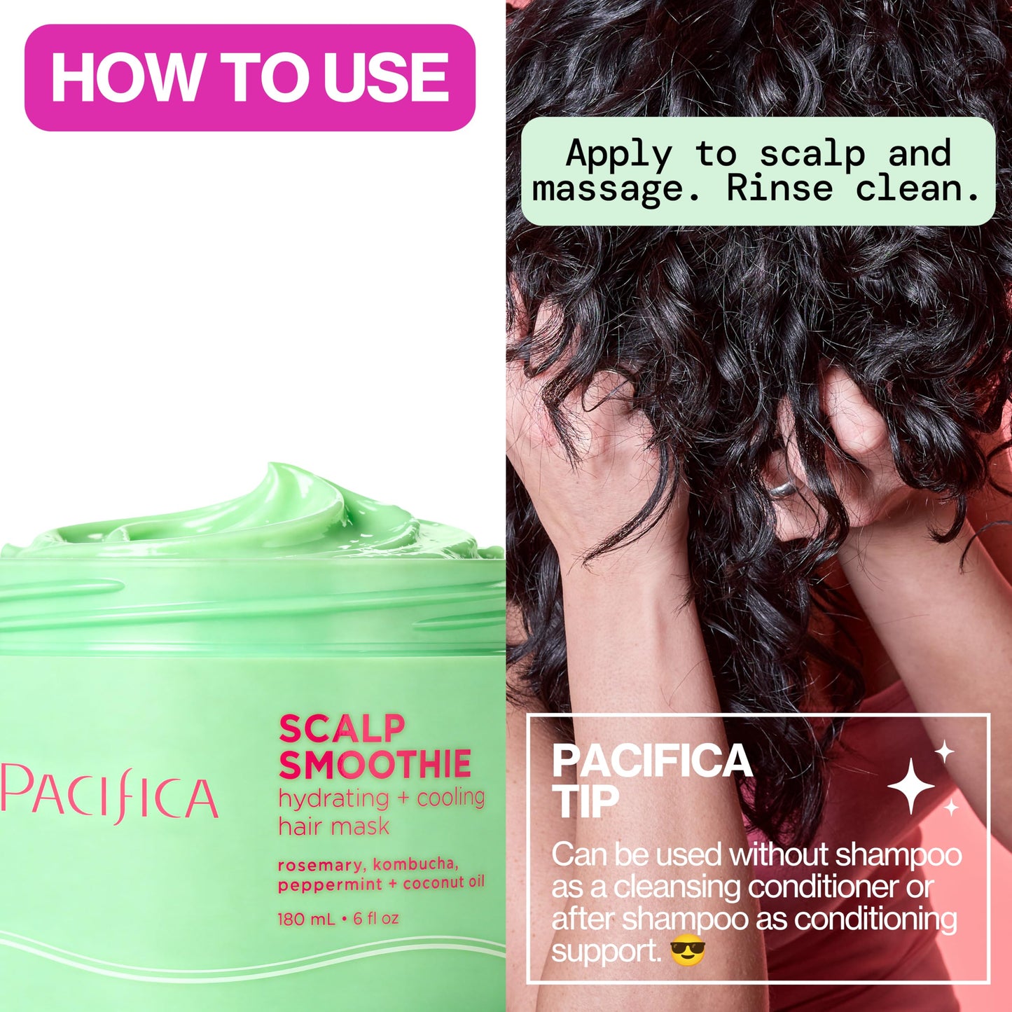 Pacifica Scalp Smoothie Hydrating Scalp Treatment & Leave-On Hair Mask, Cooling Relief for Dry, Flaky, Itchy Scalp & Thinning Hair, Vegan & Cruelty-Free, 6 fl oz