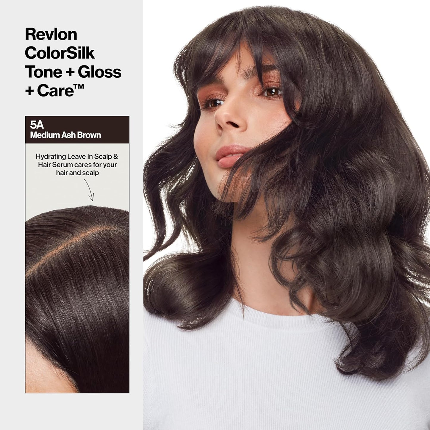 Revlon ColorSilk Demi Permanent Hair Color Kit - 5A Medium Ash Brown | Leave-In Scalp Serum, 4.5 fl oz