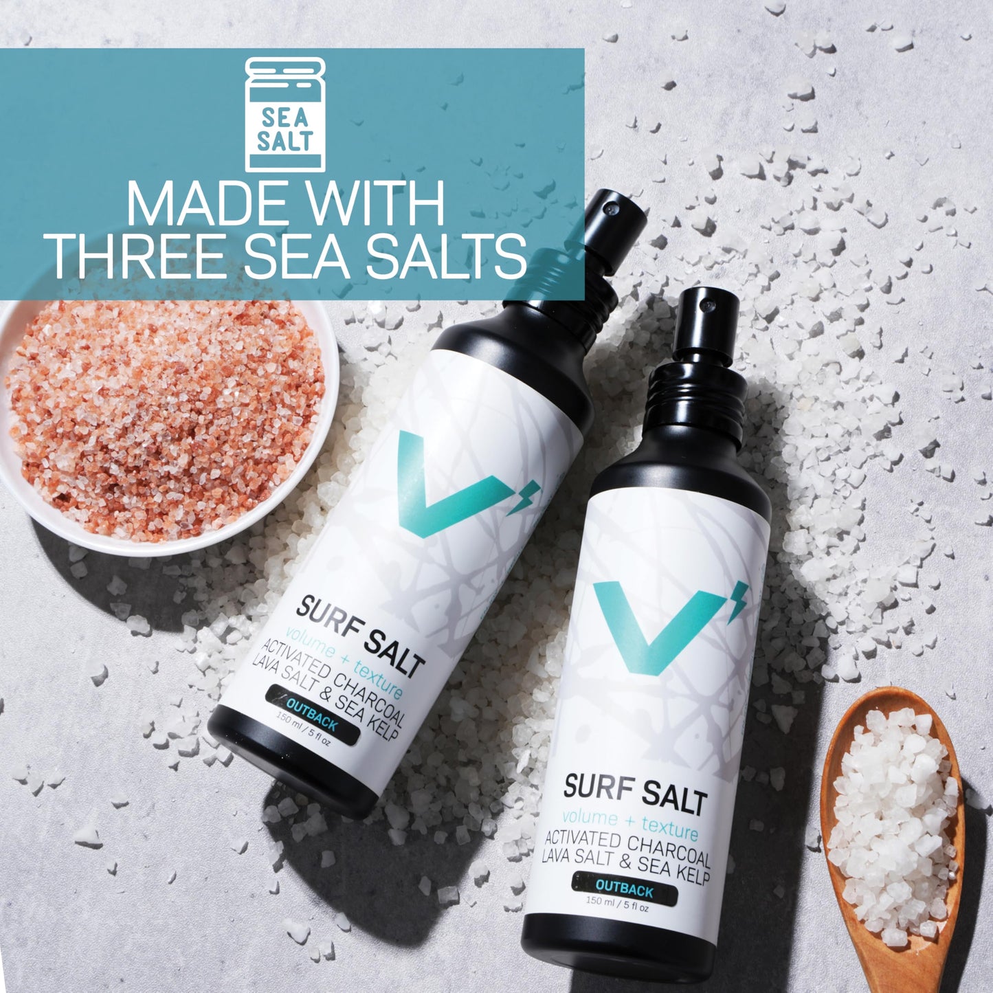 VOLT Surf Sea Salt Spray for Hair & Beard – Natural Volumizing & Texturizing Spray with Activated Charcoal, Sea Kelp & Green Tea – Aerosol-Free, Travel-Size, Aluminum Bottle