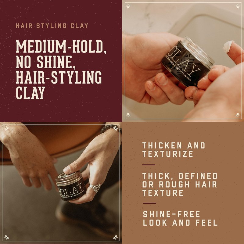 18.21 Man Made Hair Styling Product,2oz. Original Sweet Tobacco Scent in Clay with Matte Finish,(Pack of 2)