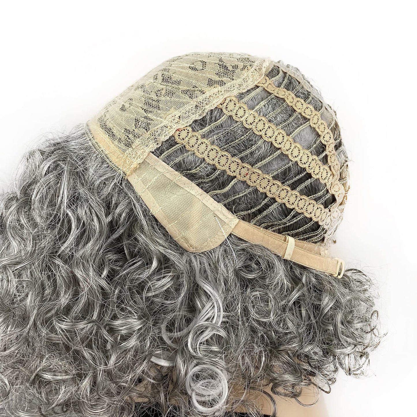 Onemliy Grey Wigs for Women Short Curly Asymmetrical Synthetic Fiber Ombre Silver Gray Wig for Halloween Cosplay Costume Party
