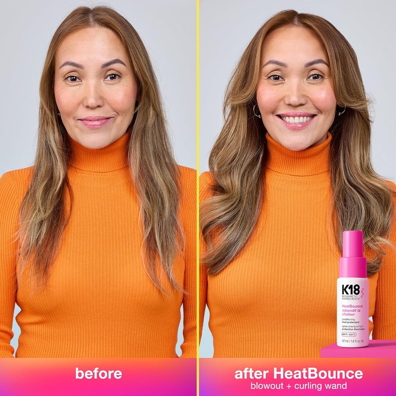 K18 HeatBounce Conditioning Spray - Lightweight Leave-In Heat Protectant for All Hair Types | 450℉ Protection, Smooth & Detangle