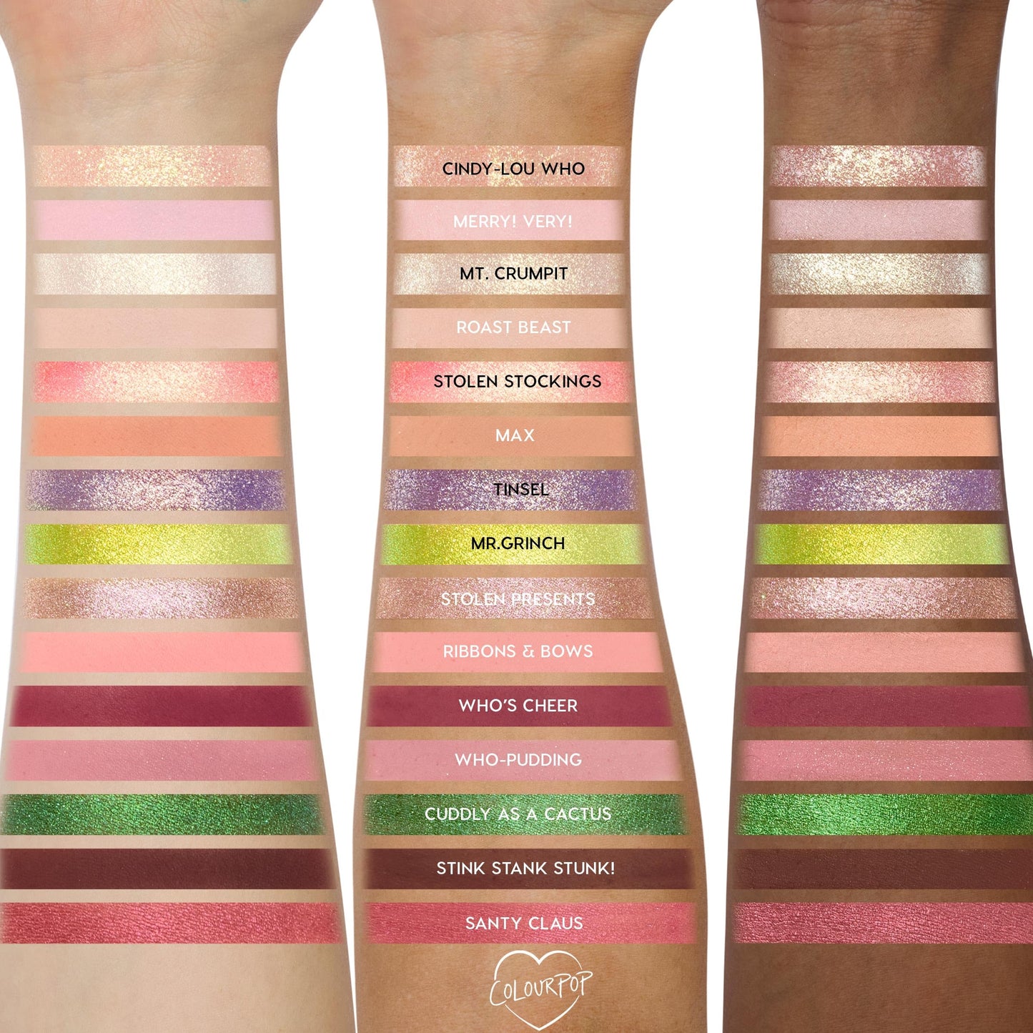 ColourPop x The Grinch How The Grinch Stole Christmas Eyeshadow Palette - Limited Edition 15 Pan Eye Makeup Palette with 5 Buildable & Blendable Finishes - High-Pigment, Long Lasting Formula (0.63 oz)
