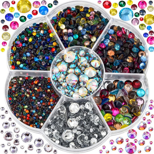 Blinginbox 3000pcs Mix Color Hotfix Rhinestones Crystals Gemstones Flat Back Rhinestones for Clothes Crafting DIY Decorations Bedazzler Kit Mixed Sizes 2-6.6mm(0.07-0.25inches)