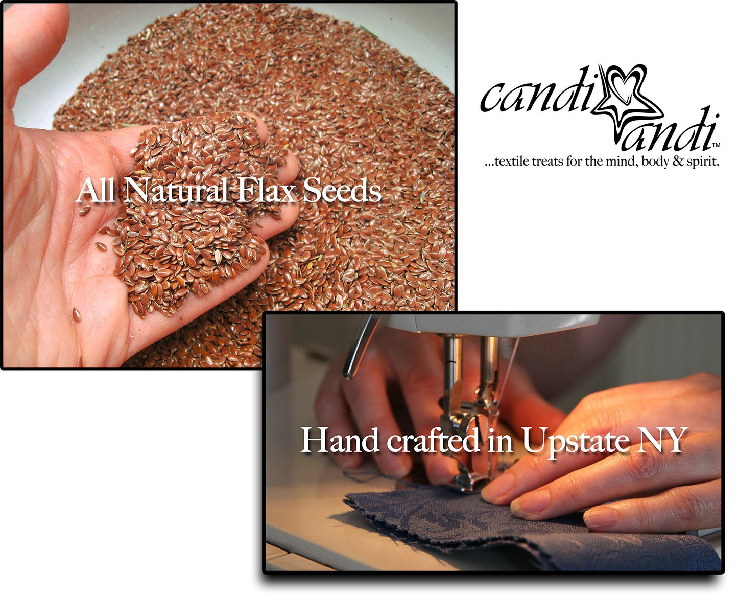 Candi Andi Handmade Luxe Serenity Eye Pillow - All-Natural Flaxseed - Unscented – Weighted Eye Mask for Yoga, Meditation, Hot & Cold Therapy -Black Magic - TEP-BM