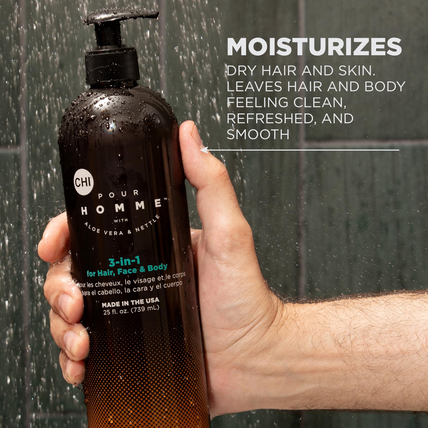 CHI pour Homme 3-in-1 Cleansing Hair, Face & Body Wash for Men, 11.5 oz