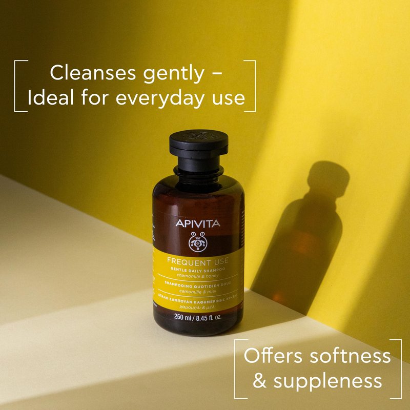 Apivita Frequent Use Gentle Daily Shampoo, Hydrates + Soothes with Chamomile & Honey, Silicone-Free