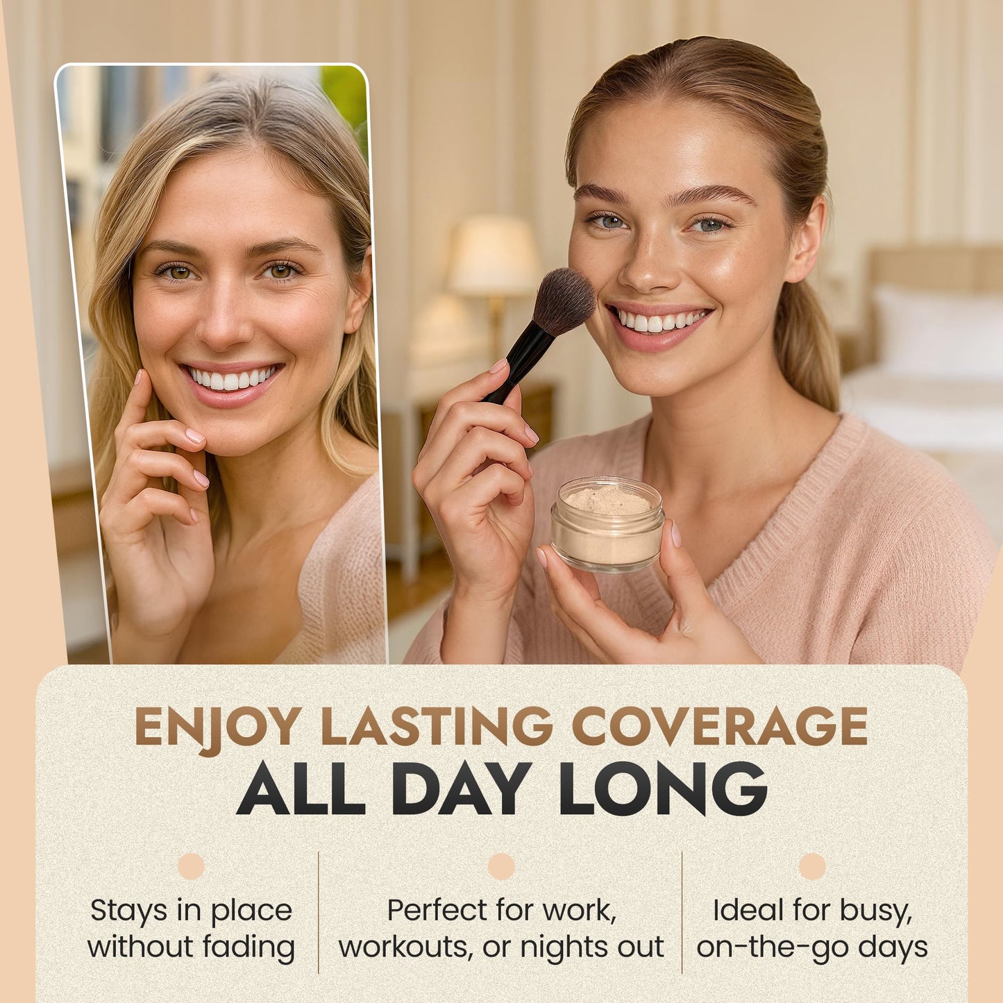 BaeBlu InstaFame Loose Powder Foundation, Dream - Full Coverage Matte Natural Mineral foundation for Sensitive & Acne-Prone Skin - Non-Nano Zinc, Titanium Dioxide Mineral Pigment, No Fillers/Binders