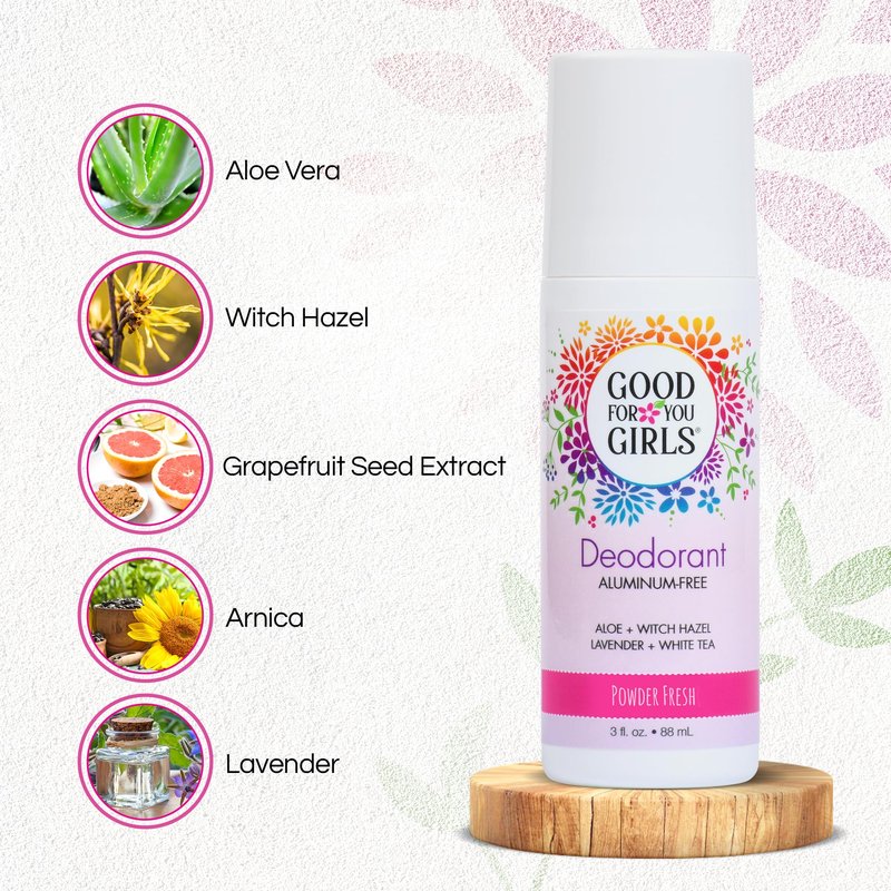 Good for You Girls Aluminum-Free, Natural Deodorant for Kids, Pre teens, Teens, Safe & Effective Odor Control, Clear Roll-On, Natural Fragrance, Vegan, Made in USA | Soft Powder, 3 oz (Pack of 3)